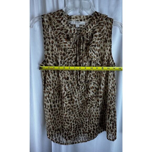 Ann Taylor LOFT Sleeveless Animal Print Top Brown Tan S Light Academia 55-20 - Picture 4 of 16
